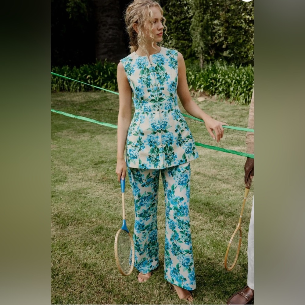 Tuckernuck Top Waters Edge Hydrangea Rhonda Tunic Sz 6